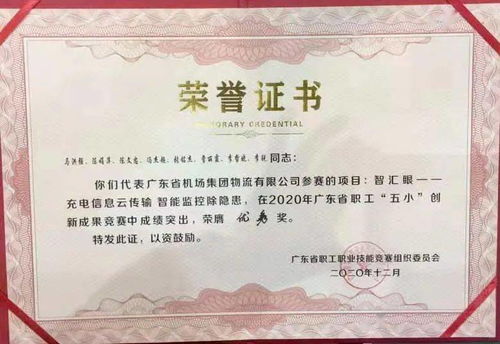 新突破！物流公司榮獲2020年廣東省職工“五小”創新成果競賽優秀組織單位稱號